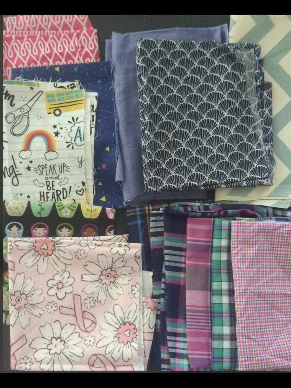 3 pounds Novelty & Plaid Cotton Fabric Scrap Remnant Lot ~ Crafter Destash